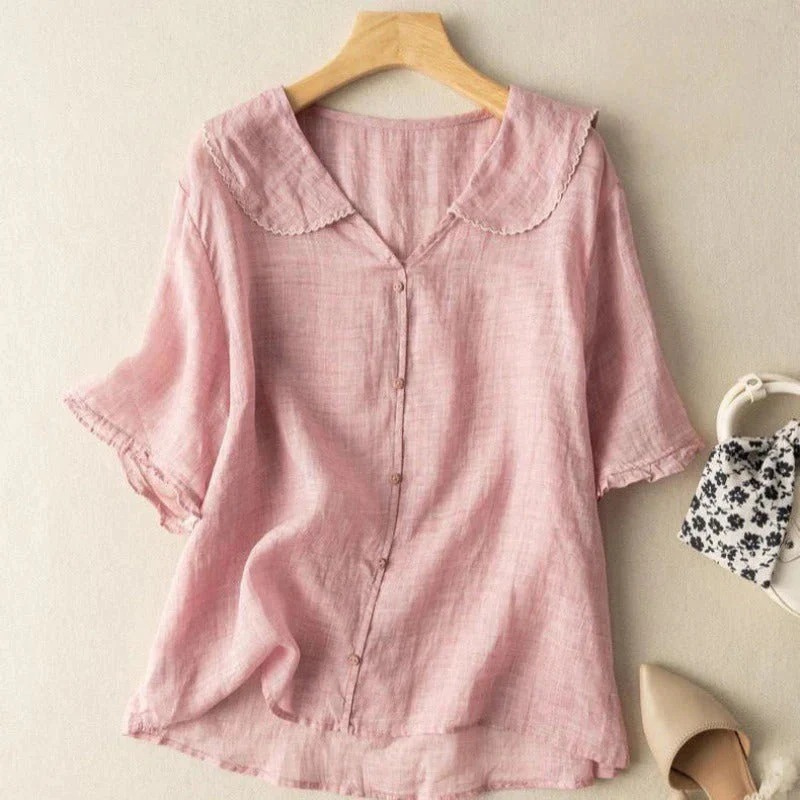 Sérénité Lin | Blouse estivale à col discret