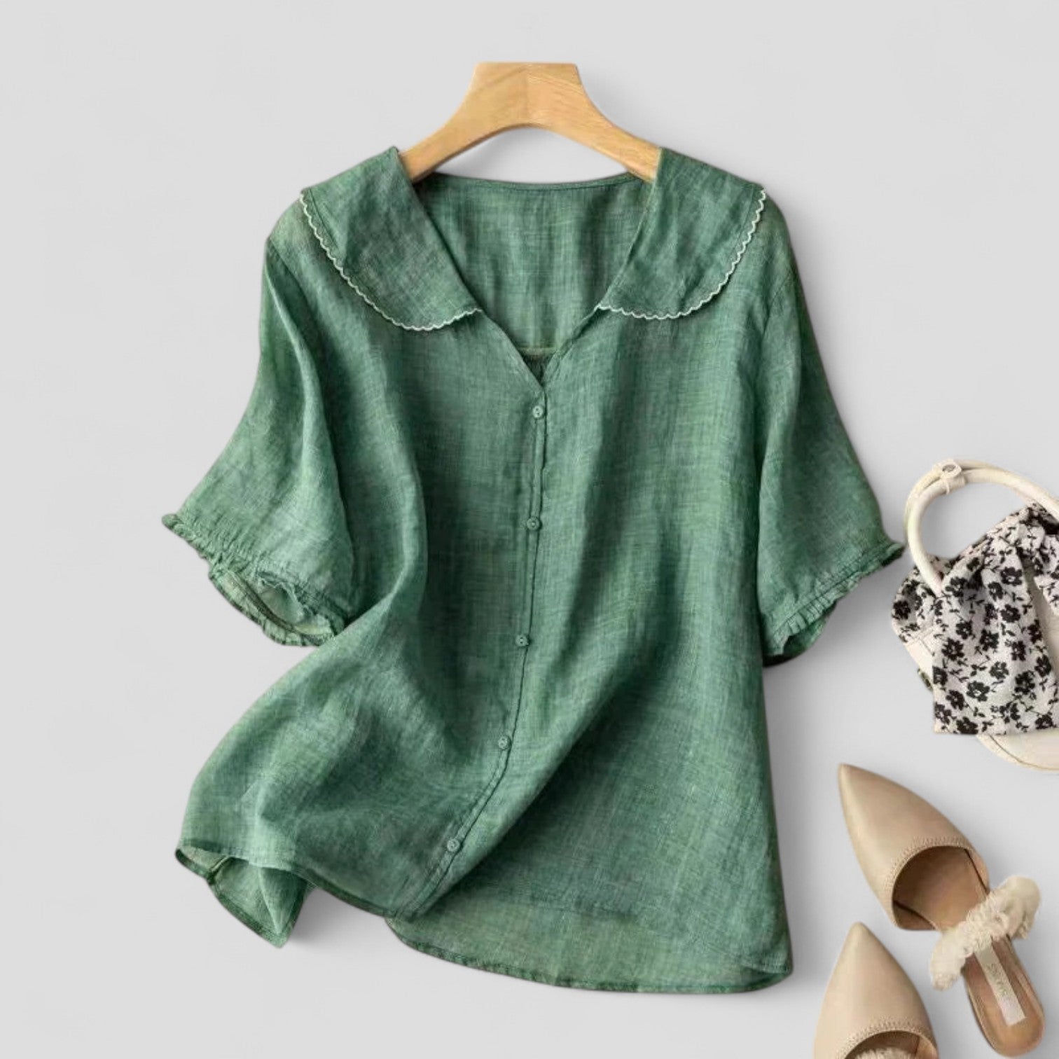 Sérénité Lin | Blouse estivale à col discret