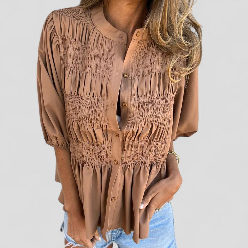Élégance Nomade | Blouse Ibiza-Style en Coton Lége
